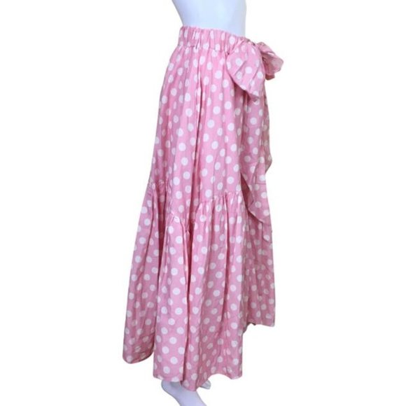 The Westside Skirt Tie Miramar Ruffle Details Dot Pink Color g26 - Picture 3 of 8